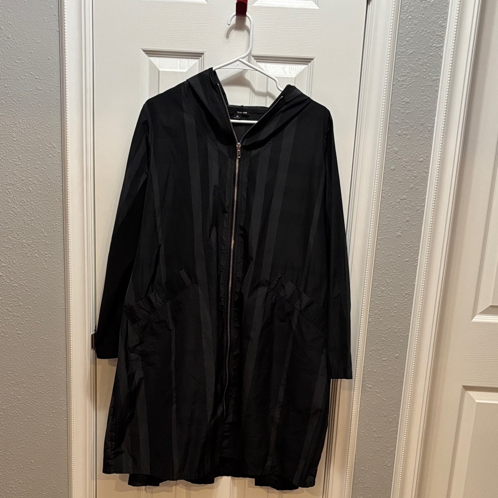 Elegant Black Hooded Trench Coat